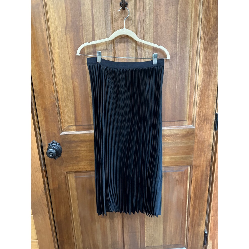 Rachel Zoe NWT Womens Black Metallic Knit Polo Top & Pleated Midi Skirt Set Med - Picture 3 of 11